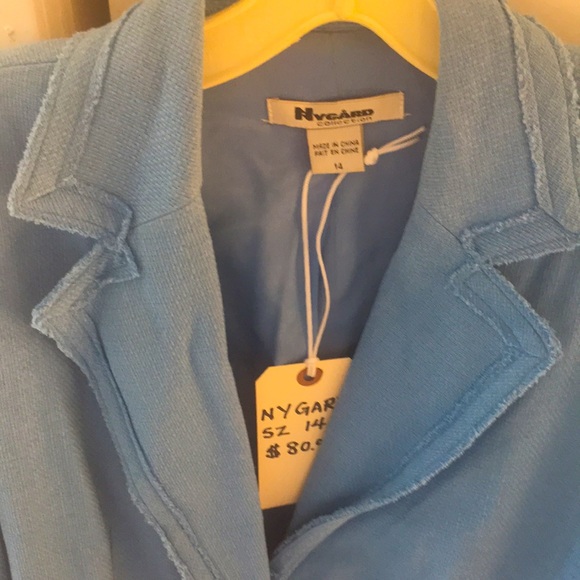 Brand is Nygard Collection. Size 14. Light sky blue. Made of silk and rayon. - Picture 3 of 7